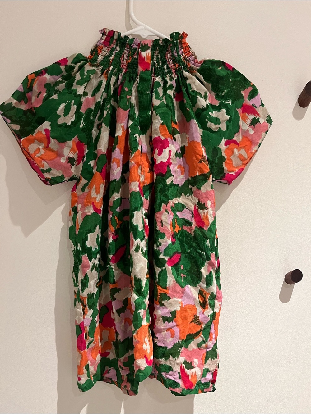 Rungolee Floral Smocked Neck Puff Sleeve Blouse XS